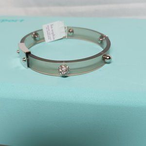 NWT Lia Sophia Licorice Glazed Lucite Rhinestone Bangle Bracelet